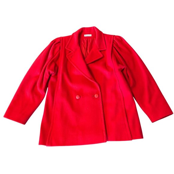 Jill Jr Vintage 70s 80s Red Wool Blend Double Breasted Jacket read - Picture 1 of 13